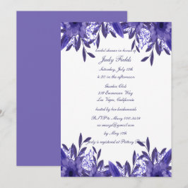 Lila Blue Floral Foliage Brautparty Einladung