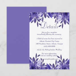 Lila Blue Floral Foliage Wedding Details Card