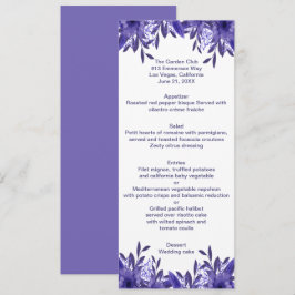 Lila Blue Floral Foliage Wedding Menu Card Menükarte