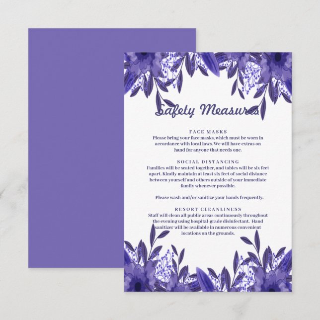 Lila Blue Floral Folienkarte (Vorne/Hinten)