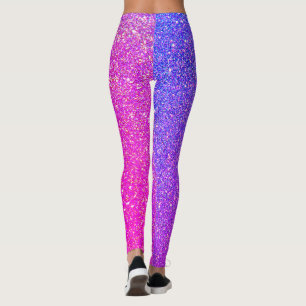Lila Blue Glitzer Ombre Funkelnd Modern Stilvoll Leggings