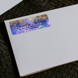 Lila Blue Gold Glitzer Artistic Modern Glam