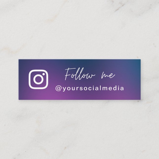 Lila Blue Gradient folgen QR-Code der Social Media Mini Visitenkarte (Vorderseite)