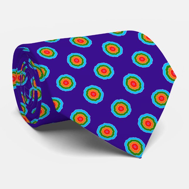 Lila Blue Green Orange Red Rings Krawatte (Gerollt)