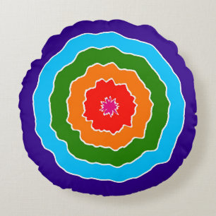 Lila Blue Green Orange Red Rundes Kissen