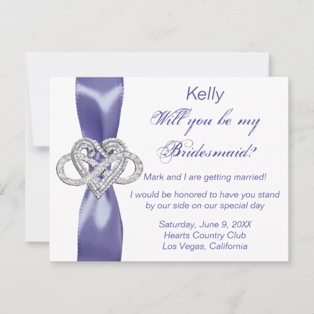 Lila Blue Infinity Heart Bridesmaid Card (Vorderseite)