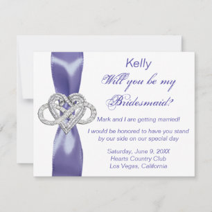 Lila Blue Infinity Heart Bridesmaid Card
