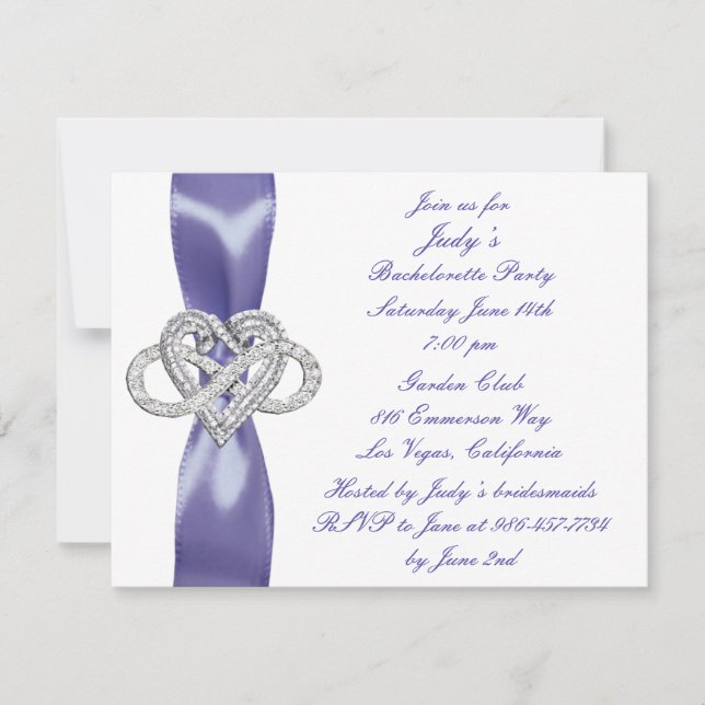 Lila Blue Infinity Heart Junggeselinnen-Abschied (Vorderseite)