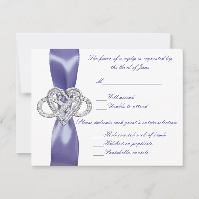 Lila Blue Infinity Heart Wedding Response Card (Vorderseite)
