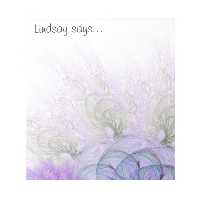 Lila Blue Lacy Abstrakt Art Blume kundenspezifisch Notizblock (Vorderseite)
