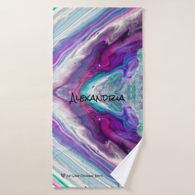 Lila Blue Magenta Weiß Abstrakt Sweattuch Badehandtuch (Badehandtuch)