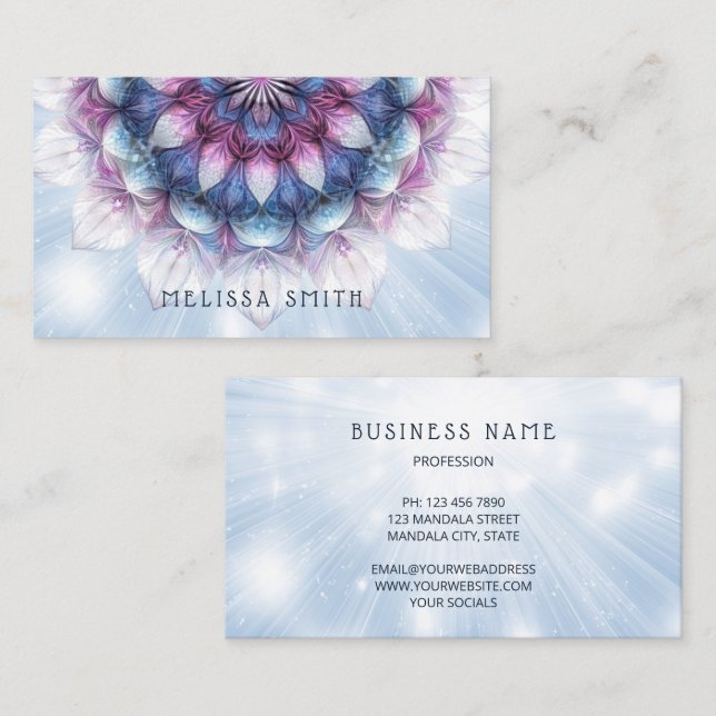 Lila Blue Mandala Visitenkarte (Vorne/Hinten)