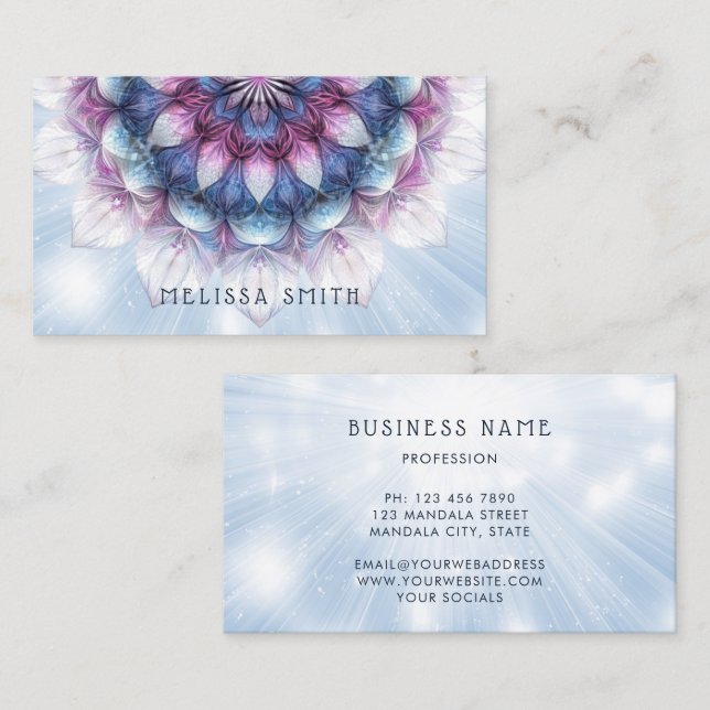 Lila Blue Mandala Visitenkarte (Vorne/Hinten)