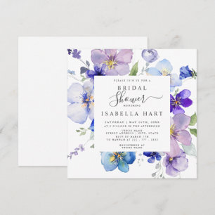 Lila Blue Mauve Pansy Viola Floral Brautparty Einladung