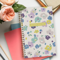 Lila Blue Mint Blumengürtel Spiral Bound Notebook