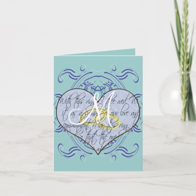 Lila Blue Monogram Wedding Vow Herzlichen Dank Dankeskarte (Vorderseite)