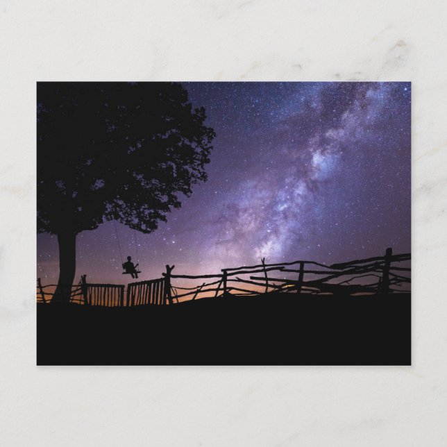 Lila Blue Night Sky Space Universe Postkarte (Vorderseite)