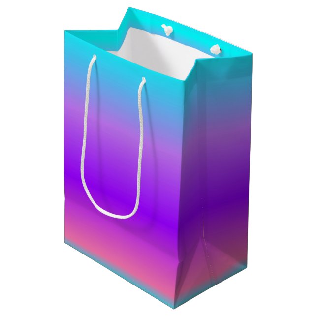 Lila Blue Ombre Mittlere Geschenktüte (Vorderseite Schrägansicht)