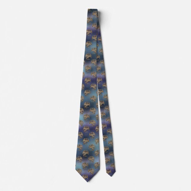 Lila & Blue Ombre Muster mit Gold Dragons Krawatte (Vorderseite)
