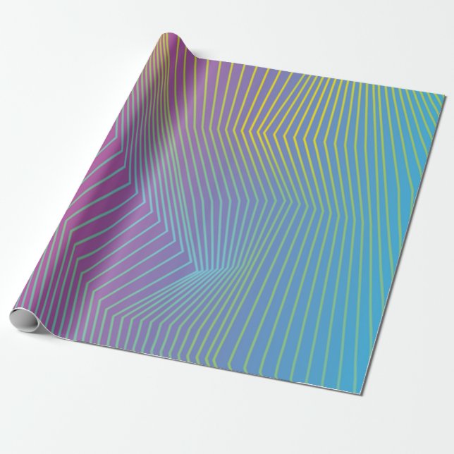 Lila Blue Ombre und Streifen Geschenkpapier (Ungerollt)