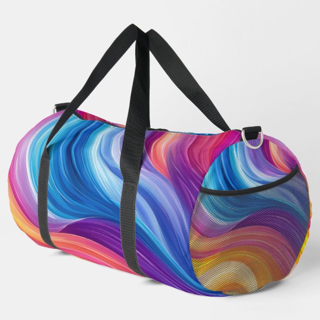 LILA BLUE ORANGE GELBE ABSTRAKTE WELLEN DUFFLE BAG (Rechte Ecke)