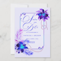 Lila Blue Orchid Wedding Speichern Sie das Datum E