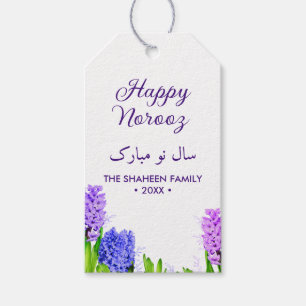 Lila Blue Pink Happy Norooz Hyacinth Blume Geschenkanhänger