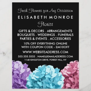Lila, Blue & Pink Hydrangea, Floristry Flyer
