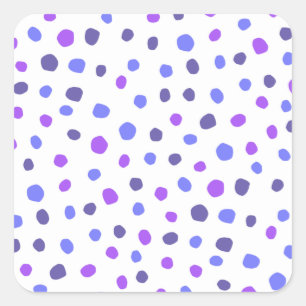 Lila Blue Polka Dot Dotter Muster Art Quadratischer Aufkleber