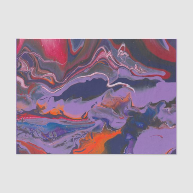 Lila Blue Red Orange White Decouver Abstrakt Seidenpapier (Vorderseite)