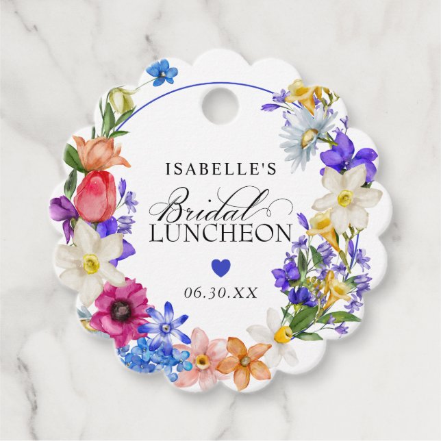 Lila Blue Red Wildblume Bridal Luncheon Dusche Geschenkanhänger (Vorderseite)