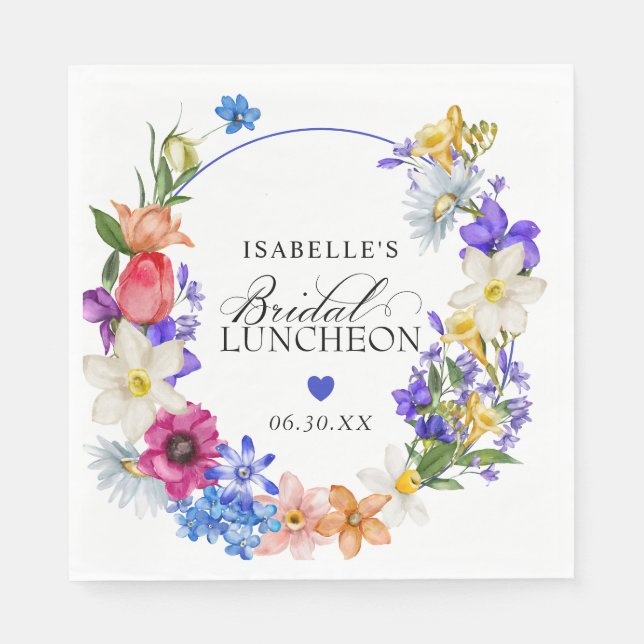 Lila Blue Red Wildblume Bridal Luncheon Dusche Serviette (Vorderseite)