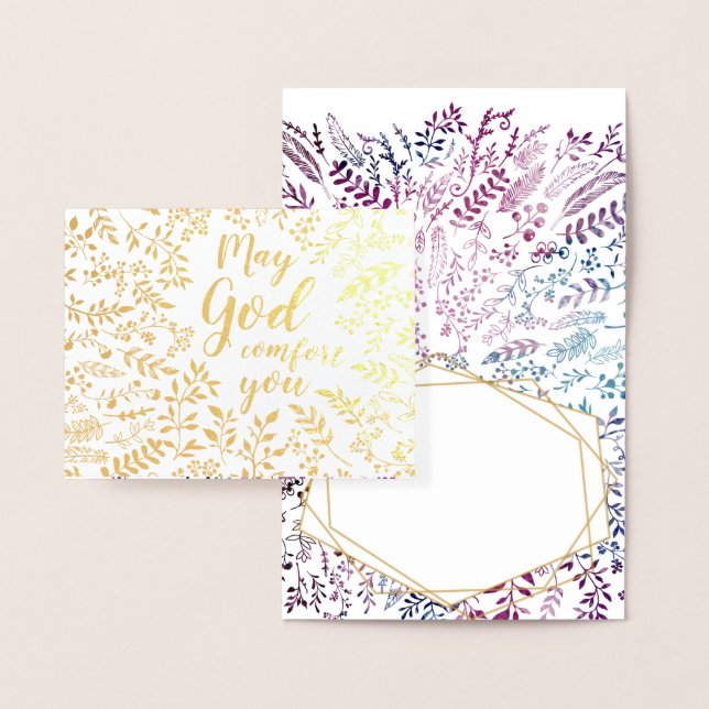 Lila Blue Religious Möge Gott Sie trösten Beileid Folienkarte (Anzeige)
