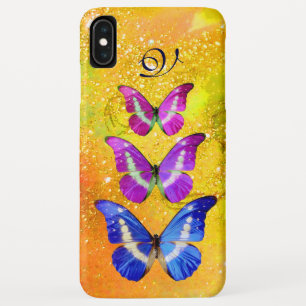 Lila BLUE-SCHALTFLÄCHEN IN GOLDGELBE iPhone XS Max Hülle