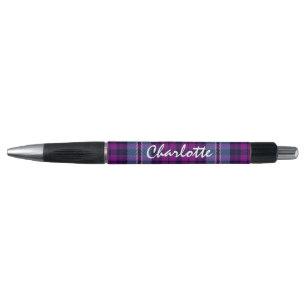 Lila Blue Scottish Tartan Kariert Personalisiert Kugelschreiber