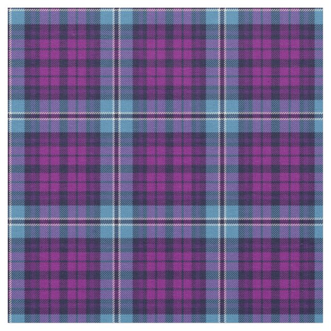 Lila Blue Scottish Tartan Kariert Stoff (Nahaufnahme)
