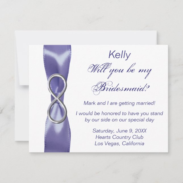 Lila Blue Silver Infinity Bridesmaid Card (Vorderseite)