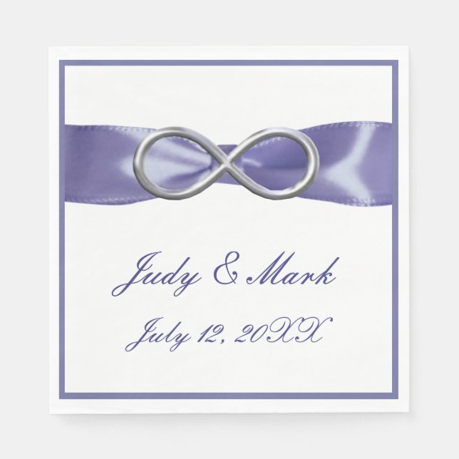 Lila Blue Silver Infinity Paper Napkins Serviette (Vorderseite)