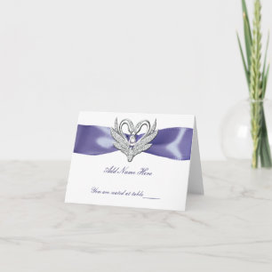 Lila Blue Silver Swans Table Platzkarte