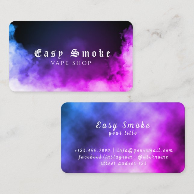 Lila Blue Smoke Vape Shop Visitenkarte (Vorne/Hinten)