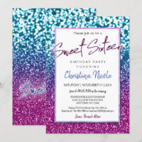 Lila Blue und Bokeh Lights Glam Sweet 16