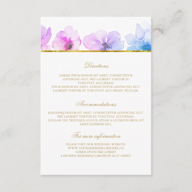 Lila Blue Wedding Details - Informationen Begleitkarte (Vorderseite)