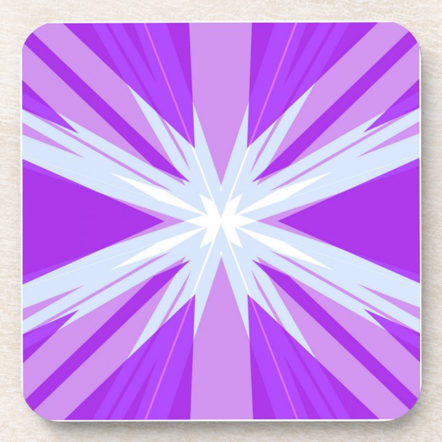 Lila Blue White Sternexplosion Star Festlich Getränkeuntersetzer (Vorderseite)