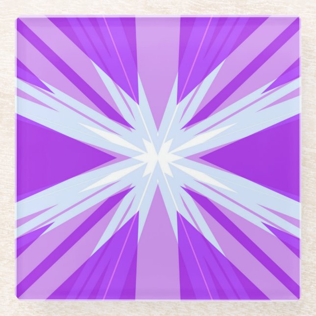 Lila Blue White Sternexplosion Star Festlich Glasuntersetzer (Vorderseite)