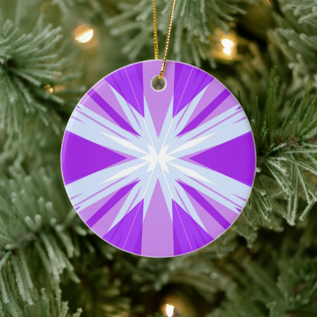 Lila Blue White Sternexplosion Star Festlich Keramik Ornament (Baum)