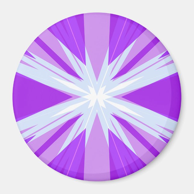 Lila Blue White Sternexplosion Star Festlich Magnet (Vorne)