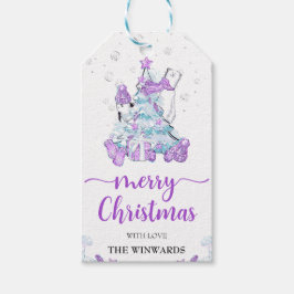 Lila Blue Winter Polar Bär & Penguin Weihnachten Geschenkanhänger