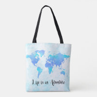 Lila & Blue World Map Life ist ein Abenteuer