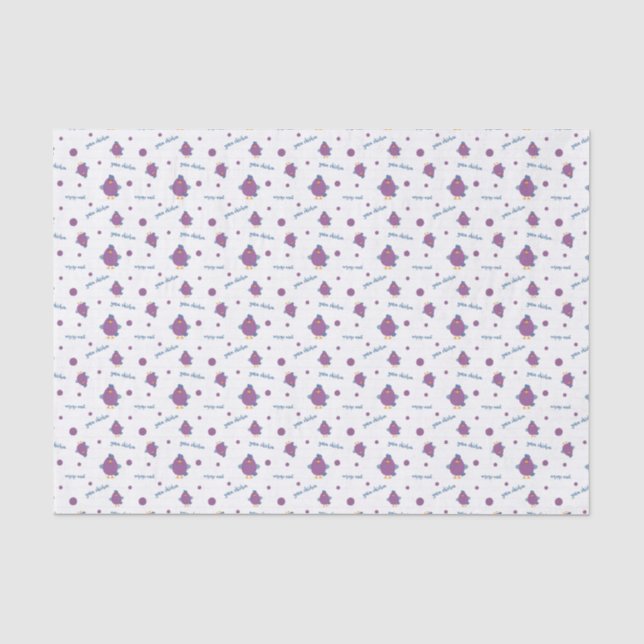 Lila- & Blue Yarn-Hühner Gemustert Seidenpapier (Vorderseite)