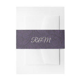 Lila Blüh Damask Mit Monogramm Hochzeit Einladungsbanderole